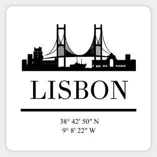 LISBON PORTUGAL BLACK SILHOUETTE SKYLINE ART Sticker